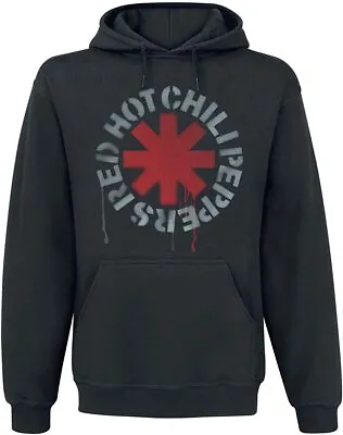 Buy Officially Licensed Red Hot Chili Peppers Stencil Asterisk Overhead Black Hoodie • 34.95£