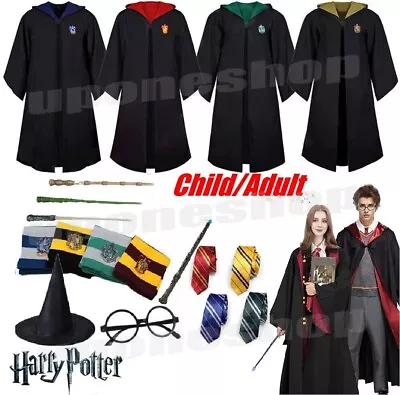 Buy Harry Potter Gryffindor Ravenclaw Slytherin Robe Cloak Tie Costume Wand Scarf • 5.59£