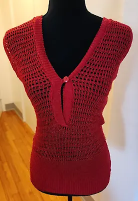 Buy Feminine Red Mesh M Sexy N Cute Sleeveless Hoodie Sailing Soft Crochet Weave • 17.36£