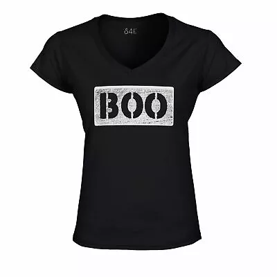 Buy S4E Women's Boo V-Neck T-shirt Fun Halloween Party Cute Ghost Shirts • 14.24£