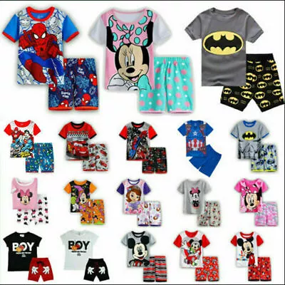 Buy Kids Boys Girls Batman Superman Pyjamas Short Sleeve T-Shirt Shorts Loungewear • 10.97£