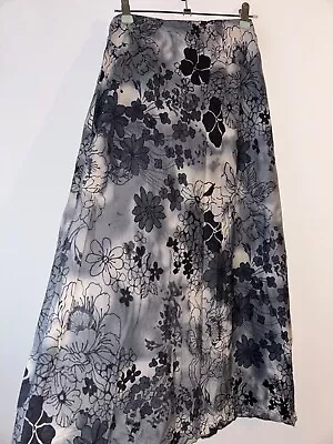 Buy Petite Long Grey Floral Bohemian Skirt Size 16 18 Gypsy Vintage Retro Peasant Bo • 16.99£