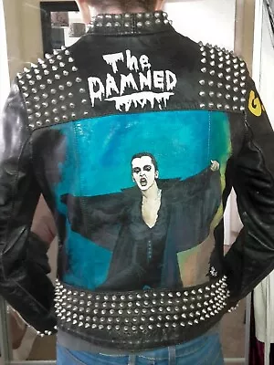 Buy Punk Band The DAMNED - Original 1980 Leather Biker Jacket - Custom Artwork • 195£