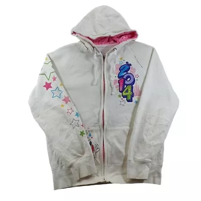 Buy Disney Hoodie Womens Medium M White Graphic Full Zip Cotton Casual Outdoors • 9.59£
