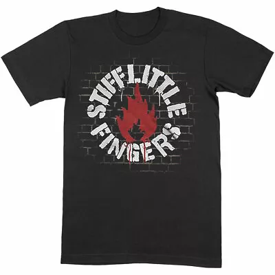 Buy Stiff Little Fingers (SLF) - Flame (Wall) Black T Shirt OFFICIAL Merch (Punk) • 17.99£