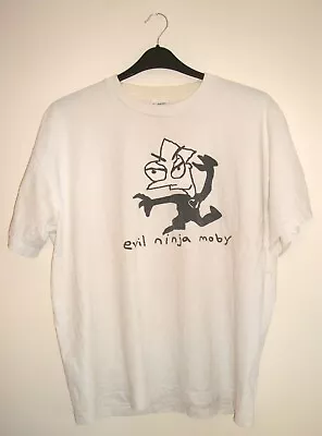 Buy Moby Vintage T-Shirt 1990s Evil Ninja Moby XL White Screen Stars • 99.99£