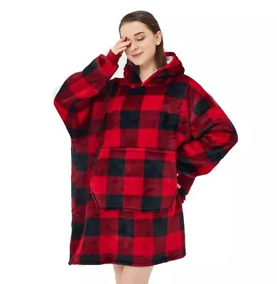 Buy Unisex Hoodie Blanket Oversized Sherpa Plush Cosy Warm Hooded Sweatshirt New • 13.37£