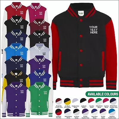 Buy Custom Embroidered AWDis Kids Varsity Jacket Baseball School College Wear Jacket • 18.37£