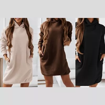 Buy Women's Comfy Hooded Sweatshirt Dress With Long Sleeves And Relaxed Fit • 21.86£