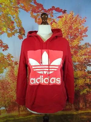 Buy Adidas Trefoil Red Spell Out Logo 100% Cotton Hoodie. UK Women's Size 8 • 25£