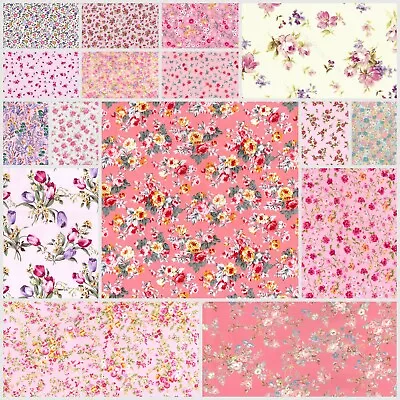 Buy Rose & Hubble Pretty PINK Floral Fabric 100% Cotton Material - Clothing Craft • 4.75£