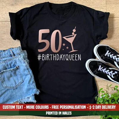 Buy Ladies 50 Birthday Queen T Shirt Funny 50th Birthday 1972 Mum Party Gift Top • 13.99£
