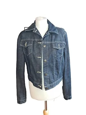 Buy Armani Jeans Denim Jacket Womens Dark Blue Size 14 • 29.99£