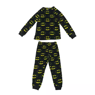 Buy George Pyjama Set Age 6 Black Yellow Batman Fleecy Long Sleeve • 5£