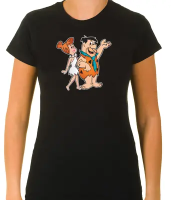 Buy The Flintstones Characters White/Black  Women's 3/4 Short Sleeve T-Shirt L812 • 9.98£