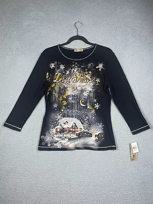 Buy Blue Canyon Clothing Womens Size M Winter Let It Snow Printed Longsleeve Top NWT • 24.08£