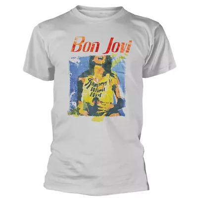 Buy Bon Jovi Slippery When Wet Original Cover White T-Shirt NEW OFFICIAL • 15.19£