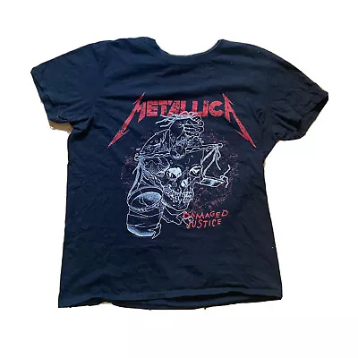 Buy VINTAGE 1988 Metallica Damaged Justice T-shirt Download Rock Festival Gildan Med • 18.99£