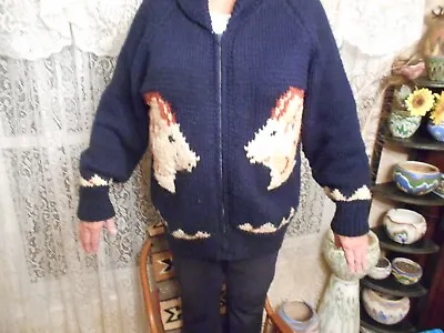 Buy Vintage Homemade XL Unisex Knit Zip Sweater With Ram Heads Estate Find Fabulous • 85.05£