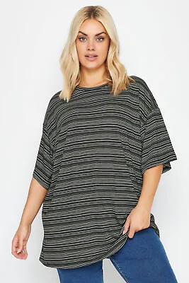 Buy YOURS Curve Striped Oversized Boxy T-Shirt • 22.99£