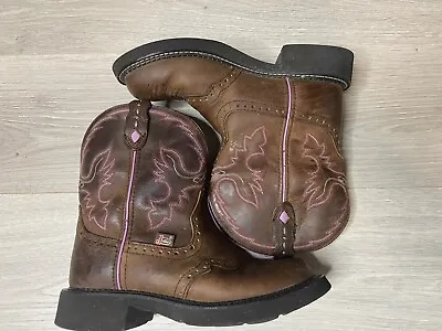 Buy Justin Gypsy Western Cowgirl Brown Pink Leather Boots L9903 Size US 6 1/2 B • 32.21£