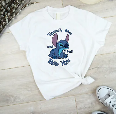 Buy Touch Me And I Will Bite You Lilo & Stitch T-shirt Funny Cartoon Unisex Tee Top • 12.99£