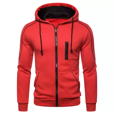 Buy Mens Zip Up Jackets Hoodies Hooded Sweatshirt Fleece Plain Hoody Jumper Tops UK﹢ • 17.26£