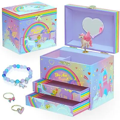 Buy Style Girlz Large Unicorn Musical Jewellery Box For Girls With Charm Bracelet • 17.99£