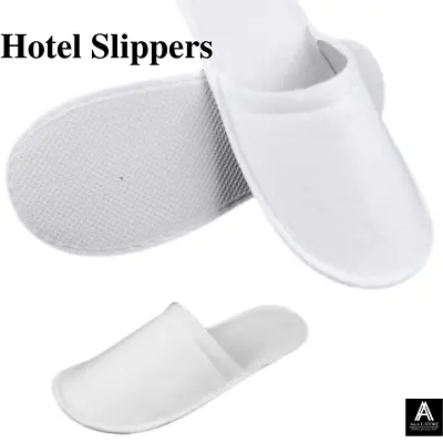 Buy 1/5/10 Pair Disposable Slippers Spa Hotel Guest Closed Toe Universal Size Shoe • 5.59£