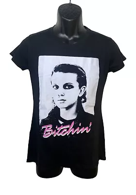 Buy Stranger Things Netflix Black T-Shirt Women Size Large Bitchin Graphic Eleven • 10£