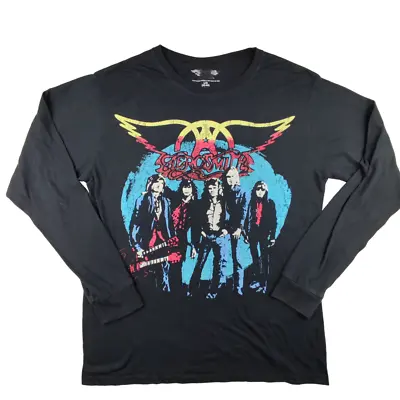 Buy Aerosmith 2017 Rocks Tour T Shirt Size L Black Long Sleeve Crew Graphic Band Tee • 16.99£