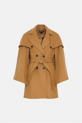 Buy Karen Millen Italian Virgin Wool Cape Sleeve Short Coat • 250£