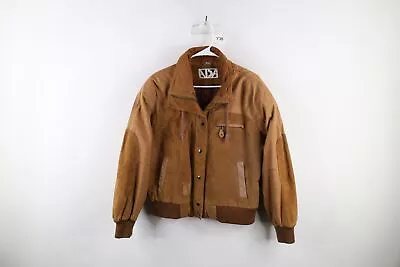 Buy Vintage 90s Streetwear Womens Small Distressed Suede Leather Bomber Jacket Brown • 96.45£