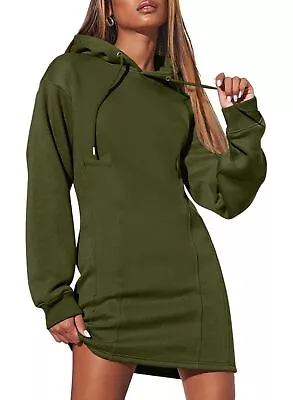 Buy AlvaQ Women's Hoodie Dress Drawstring Hooded Trendy With Pockets Casual Long ... • 49.79£