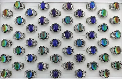 Buy 50pcs Wholesale Lots Change Color Mood Rings Fashion Jewelry Alloy Ring EH613 • 28.79£