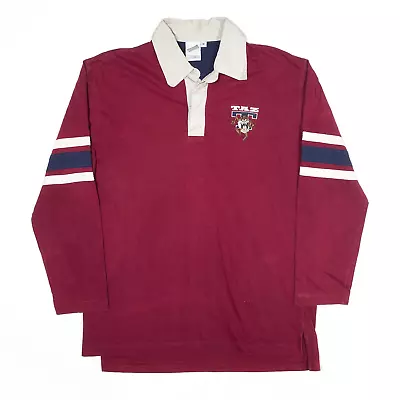 Buy WARNER BROS Mens Tasmanian Devil 2002 Maroon Long Sleeve Polo Shirt M • 24.99£
