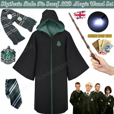 Buy Harry Potter Draco Malfoy Slytherin Robe Cloak Tie LED Magic Wand Scarf Costume • 9.45£