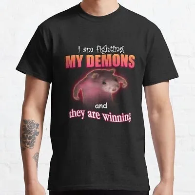 Buy I'm Fighting My Demons And They Are Winning Rat Word Meme T-Shirt • 21.58£