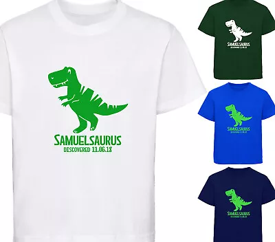 Buy Personalised Dinosaur T-Shirt T-Rex Kids Any Name Boys Girls Tshirt Top Gift • 9.25£