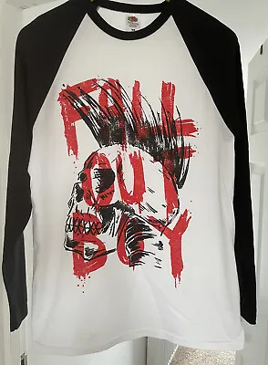 Buy Fall Out Boy Raglan Tshirt Long Sleeve White Mens Medium Graffiti Baseball Sk8r • 14.99£
