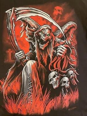 Buy Ghost Rider Skeleton T-Shirt 100% Cotton Screen Print Rare XL Black • 14.90£