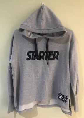 Buy Starter Black Label Oversized Logo Hooded Sweatshirt Heather Grey Sz L NWT R6 • 43.71£