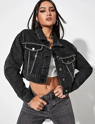 Buy New Ladies Shein Beautiful Denim Jacket Size M • 9.99£