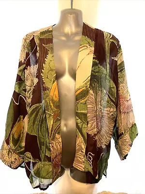 Buy One Hundred Stars Short Kimono Jacket Multicoloured Bright Floral One Size • 39.99£