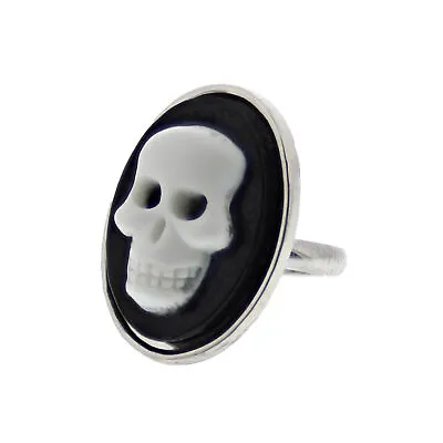 Buy Zac's Alter Ego Adjustable Skull Cameo Ring - Alternative Gothic Jewellery • 9.69£