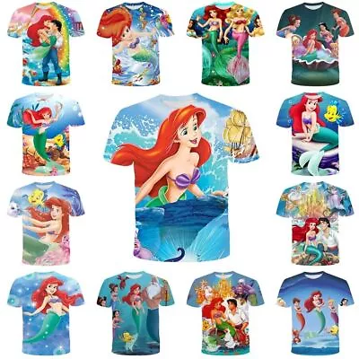 Buy Kids Boys Girls The Little Mermaid Casual Short Sleeve T-Shirt Tee Top Gift UK • 6.98£