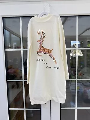 Buy Next Cream Christmas Jumper Dress Size 10 • 8£