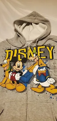 Buy Disney Hoodie~Adult XL~Gray~Zipper~Mickey Mouse~Donald Duck~Goofy~Pluto~Perfect! • 23.97£