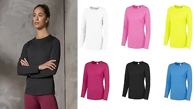Buy AWDis Womens Long Sleeve T Shirt Quick Dry Wicking Sports Running Gym Top • 8.99£