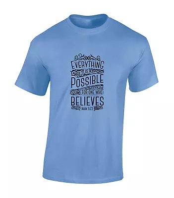 Buy Everything Is Possible For One Who Believes Mens T Shirt Cool Bible Quote Top • 7.99£